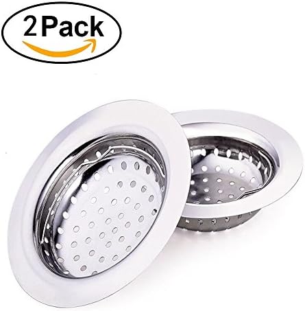 Kitchen Sink Strainers with Handle ，Stainless Steel Large Wide Rim 4.5" Diameter, Fit for Almost All US Kitchen Sinks(Pack of 2)