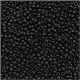 Toho Round Seed Beads 15/0 #49F 'Opaque Frosted Jet' 8 Gram Tube