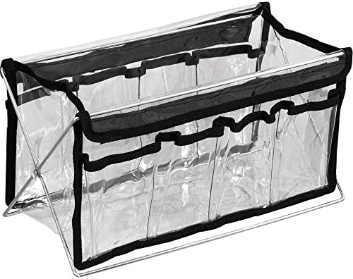Casemetic 8-Pocket Foldable See-through Storage Container Box with Metal Stand, Clear