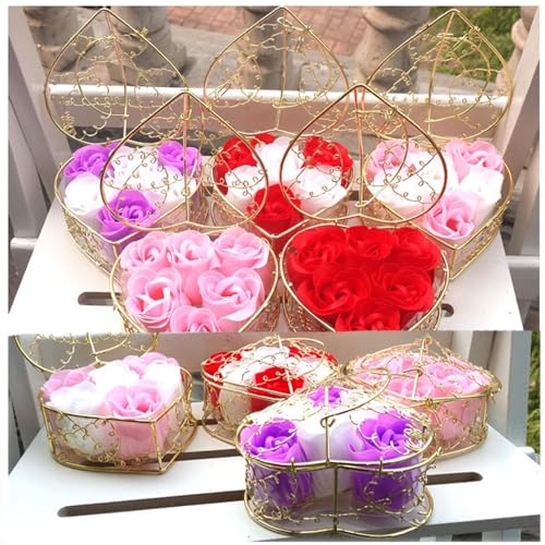 Soap Rose Flower Bouquet Gift, Portable Rose Soaps Basket, Simulation Rose Soap Flower Gift Boxes, Flora Scented Soap Rose Flower, Gift For Anniversary/Birthday/Wedding/Valentine’S Day, (E)