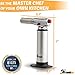 Professional Culinary Torch - Aluminum Refillable Crème Brulee Blow Torch - Safety Lock and Adjustable Flame - Perfect for Cooking, Baking, Crafts, BBQs - FREE Heat Resistant Place Mat + Recipe eBook