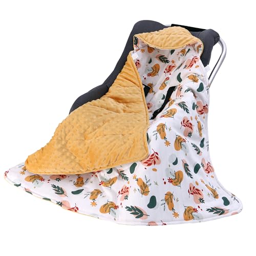 Photo 1 of amo nenes Winter Car Seat Blanket for Babies, Minky Dot Baby Car Seat Blanket, Warm Carseat Swaddle Blankets for Infants Newborn, Universal Fit for Baby Car Seat, Leaf, 35.4"x35.4"