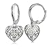 Sterling Silver High Polished Filigree Heart Leverback Drop Dangle Earrings for Women
