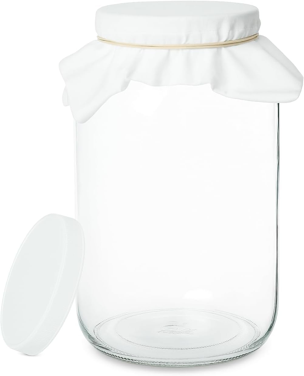 Photo 1 of kitchentoolz 1 Gallon Glass Wide Mouth Kombucha Brewing Mason Jar - Home Brewing and Fermenting Kit with Cotton Cloth Filter, Rubber Band and Plastic Lid (1 Jar)