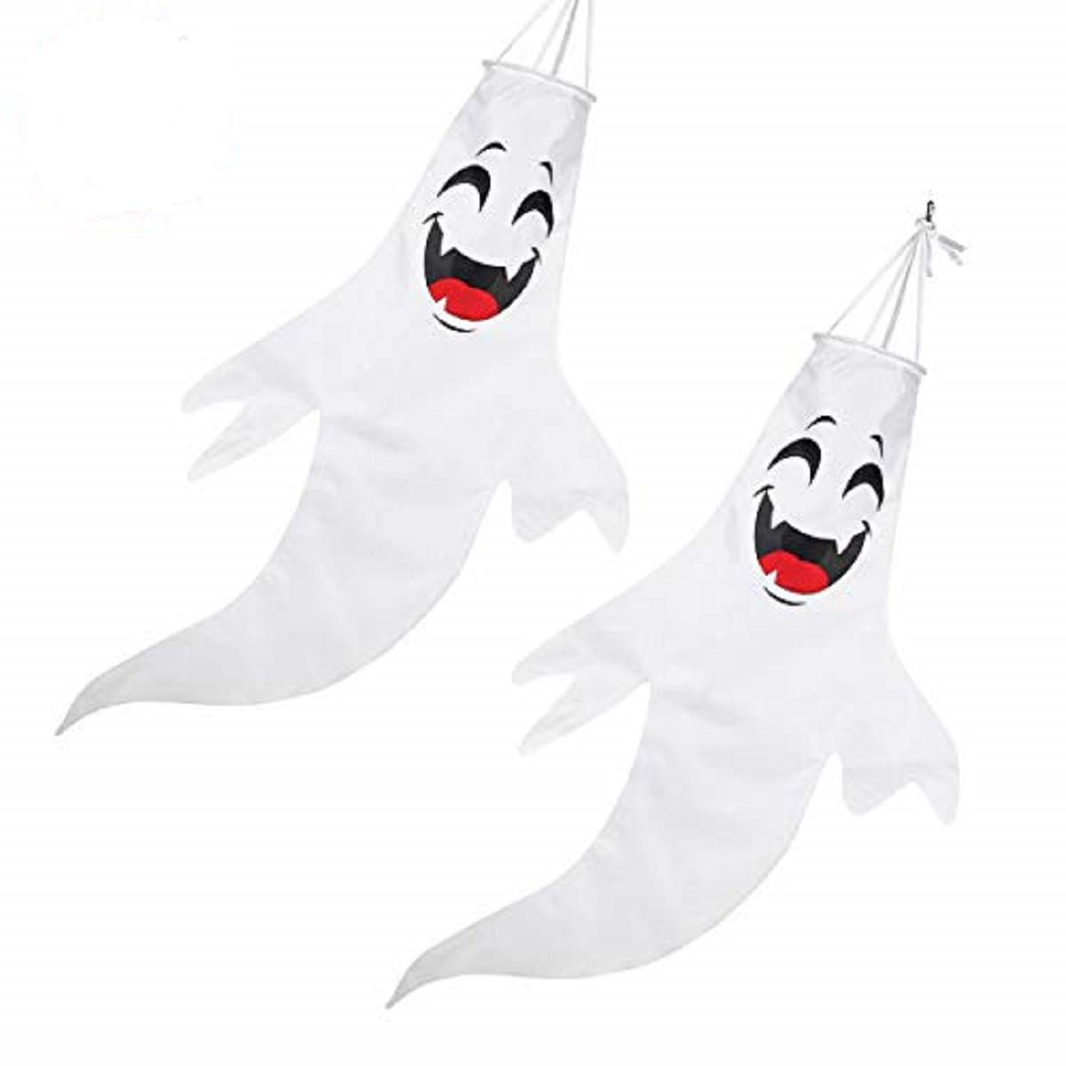 TOYANDONA 2 Pcs Halloween Windsock Horror Party Flags Polyester Delicate Ghost Windsock Flag Hanging Outdoor Decor Ghost Face Windsock for Garden Front Door