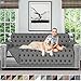 Sofa Shield Couch Slip Cover with Patented Strap, Cushion Protector, US Designed Reversible Stain and Dog Tear Resistant Slipcover, 70 inch Seat, Washable Covers for Dogs Pets, Paw Gray Black