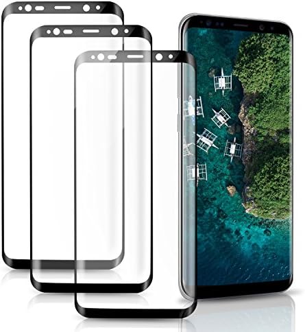 Atill Direct 3 Pack Tempered Glass Screen Protector, Anti-Scratch, Bubble-Free, 9H Hardness for Samsung Galaxy S8 Plus. (Black)