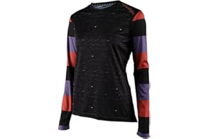 Troy Lee Designs Cycling MTB Bicycle Mountain Bike Jersey Shirt for Women, Lilium LS Rugby (Black, Large)