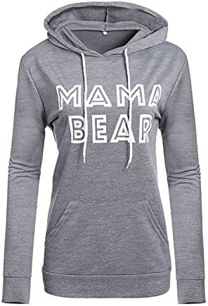 InStylish MaMa Bear Letter Print Sweatshirt For Mom Casual Hoodies