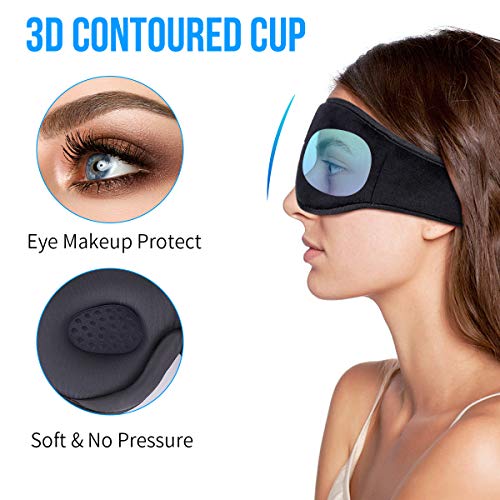 Sleep Headphones,3D Sleep Mask Bluetooth 5.0 Wireless Sleeping Headphoens Built-in HD Ultra Soft Thin Speakers Microphones,Perfect for Side Sleeper Airplane,Personalised Gifts Men Women Mom Dad Unisex