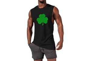 iudam Mens St Patrick's Day Shirts Irish Distressed Shamrock T-Shirt Lucky Tank Tops