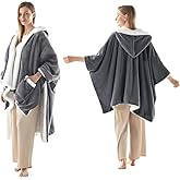 ACCU-WARMTH Wearable Heated Blanket - Fast Warm Up Electric Blanket Hoodie with 6 Heat Levels, Snuggies for women, gifts for her, 50"x60", London Grey