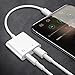 Dual Adapter for iPhone Xs/Xs Max/XR/ 7/7 Plus/ 8/8 Plus/X (10), Labobbon 4-in-1 Splitter Adapter/Cable for 3.5mm Headphone and Charger, Remote Control & Telephone Call Supported, Whitethumb 4