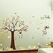 Rainbow Fox Cartoon Forest Animal Monkey Wall Stickers Murals Owls Swing On Tree Nursery Wall Stickers DIY Posters Vinyl Removable Art Wall Decals for Kids Room (Brown)