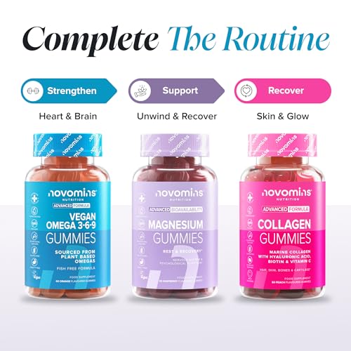 Omega 3 6 9 Gummies - Vegan Omega 3 - Alternative to Omega 3 Fish Oil & Omega 3 Capsules High Strength - 1 Month Supply - Supports Heart, Brain & Eye Health - 60 Gummies - Novomins