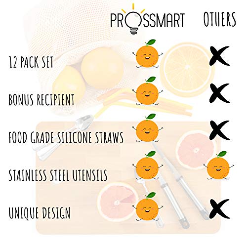 Grapefruit Spoons Knives Utensils Set - 12 Pack Premium Set Grapefruit Knives Straight Blade Curved Serrated Spoons Straw Brush Silicone Straws Citrus Fruit Kiwi Melon Grape Dessert Kitchen Recipient