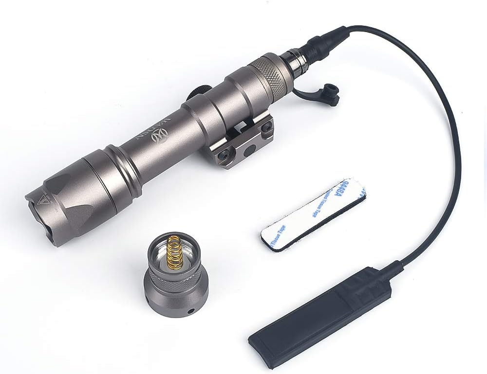 SBGJMY M600C Tactical Torch Flashlight 600 Lumen with Pressure Pad and Tail Button Switch Torch for 20mm Picatinny Rail System (Tan)