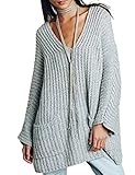 Choco Mocha Women's V-Neck Pockets Loose Stripes Knitted Long Sweaters