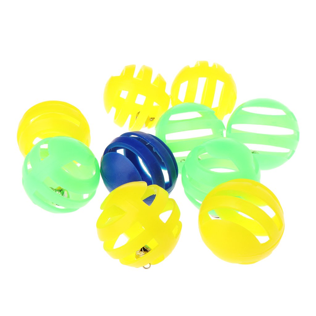 Qiuxiaoaa 10piece Plastic Pet Toys Funny Cat Vocal Ball Low Pressure Hollow Molar Ball With Small Bell Diameter 3.5cm Ball Toy For Cats