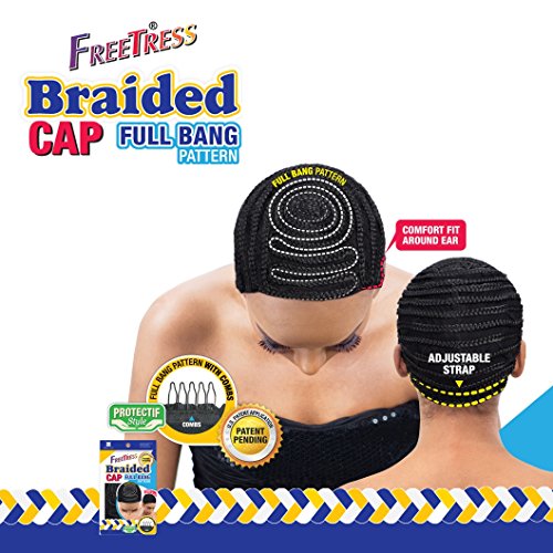 &bdquo;FreeTress Shake N Go&ldquo; pintas dangtelis &bdquo;Full Bang&ldquo; modelio nėrimas arba pynimo plaukų galva juoda