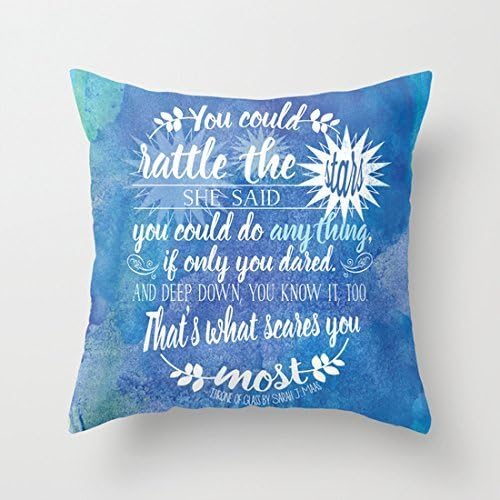 LCArtStore Throne of Glass by Sarah J. Maas Book Quote 18x18 Inch Cotton Linen Decorative Pillow Case Throw Pillow.