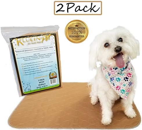 Kluein Pet Washable Dog Pee Pads, Absorbent Waterproof Reusable Puppy Pads, 2-Pack 18 x 24 inch, Pet Food Mat, Dog Crate Mat, Cat Mat, Potty Training, Travel