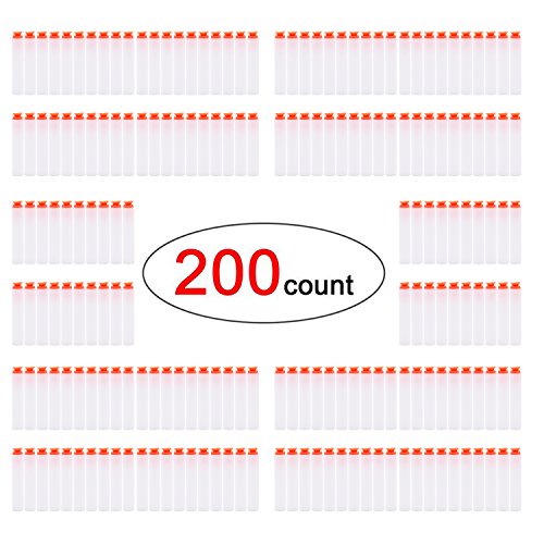 EKIND 200 Pcs Suction Darts Refill Pack Foam Bullet Compatible for NERF N-Strike Series Blaster (Glow at Dark, White)