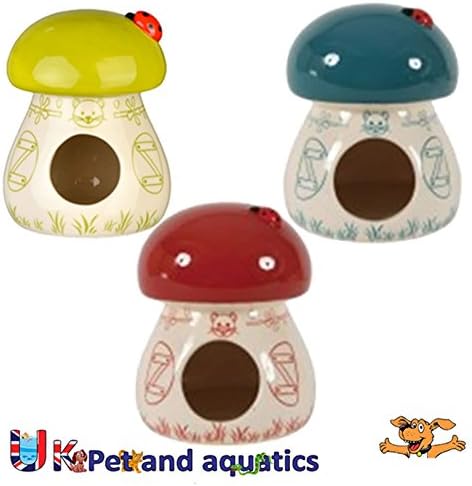 Hamster House Mushroom, Ceramic 11.5 x 11.5 x 15cm Assorted Colours