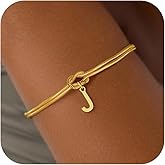Decholly Gold Initial Bracelets for Women Girls - 18K Gold Plated Knot Initial Bracelet Teen Girl Gifts Trendy Stuff Dainty Gold Bracelets for Women Girls Jewelry Gifts