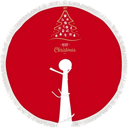 Amazon メリークリスマス 10 1 Pngタッセル付きクリスマスツリースカート ストラップすることができます ラウンド屋内屋外マット クリスマスパーティーの休日の装飾 ツリースカート おもちゃ