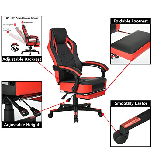 image for Coavas Computer Gaming Chair High-Back Racing Chair with Footrest and 