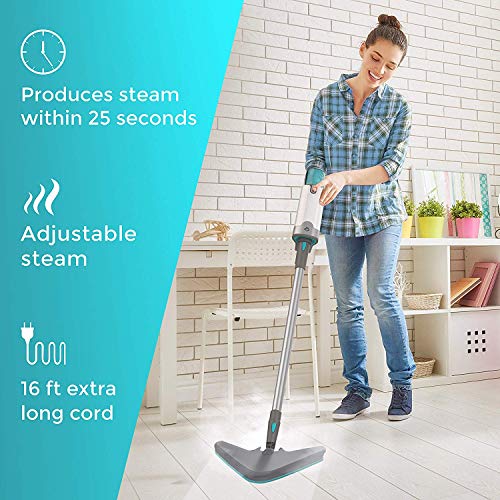 Steam Mop Cleaner ThermaPro Elite 12 in 1 for Hardwood/Tiles/Vinyl/Carpet - Easy-Detachable Handheld Steam Cleaner for Kitchen - Garment - Furniture and Clothes, Multifunctional Whole House Steamer