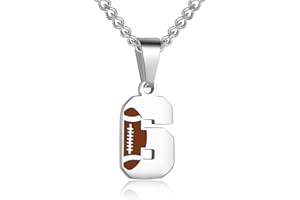 AIAINAGI Football Number Necklace for Boys Athletes Jersey Number Pendant Silver Stainless Steel Charm Number Chain Sport Jewelry Gift for Men