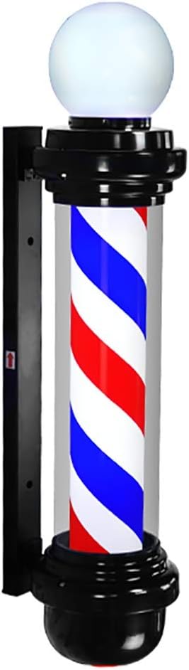 AAPOLE LED Barber Pole with Globel Lamp Red White Blue Rotating Illuminated Stripes Wall-Mounted Light Hair Salon Hairdressing Sign