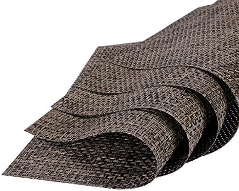 Place Mats for Dining Table or Kitchen, Home or Hotel Quality Thermal Bonded Edges, Reversible Placemats[4-Pack],Easy to Clean Woven Vinyl Place Mats,Reversible and elegant Placemats (4, Coffee02)