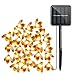 iMazer Bee Lights, Bumble Bee Decorations Solar String Lights 30 LED Honey Bee Shaped Fairy Light for Outdoor Garden Flower Fence Tree Face Decor, Warm White LD010