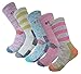 SEOULSTORY7 5Pack Women's Multi Performance Padded Hiking/Outdoor Crew Socks 5Pack Assortment Solid3P /Stripe2P Medium