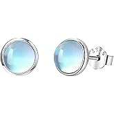 Prismata Moonstone/Opal/Turquoise Earrings Stud for Women 925 Sterling Silver Moonstone/Opal/Turquoise Stud Earrings Trendy Jewelry Gifts for Women Mom Her