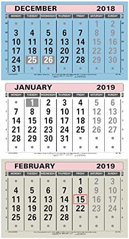 Dataday 2019 Calendar TML Three-Months-to-View at A Glance
