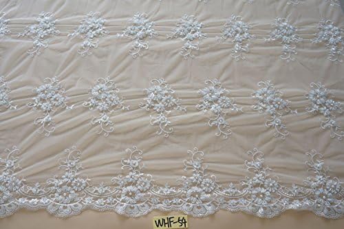 15 yards handmade beading long whole white Embroidery beaded lace soft Polyester Lace, wedding dress fabric