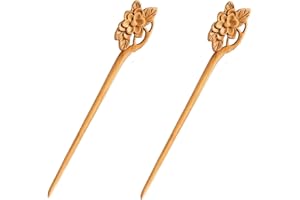 2Pcs Handmade Ancient Chinese Japanese Wood Hair Sticks Chopsticks Wooden Vintage Retro Carved Long Fork Pen Shawl Pins Stick