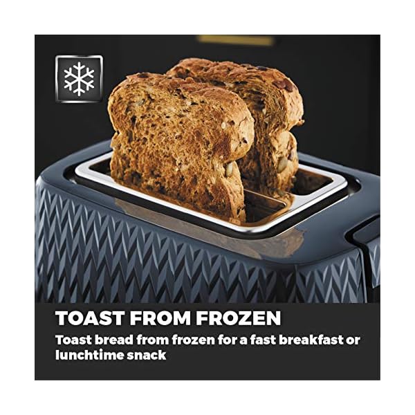 Tower T20054MNB Empire 2-Slice Toaster with Defrost/Reheat, Removable Crumb Tray, 900W, Midnight Blue and Brass