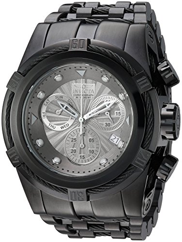 Reloj de cuarzo con cronógrafo de acero inoxidable Bolt 53 mm de Invicta para hombre, color negro (modelo: 23915)