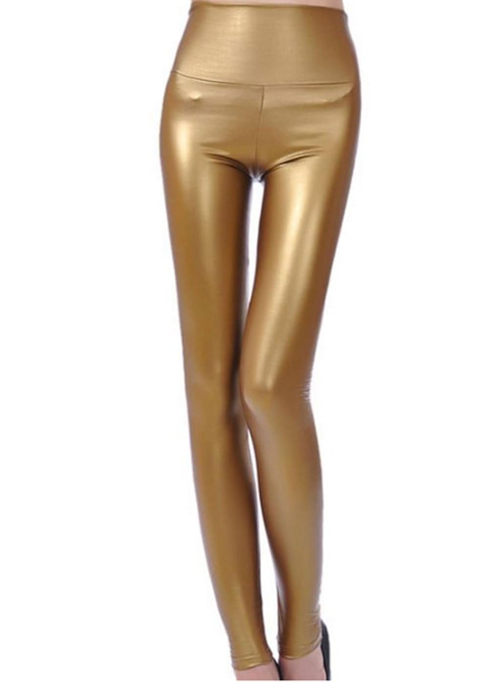 high waisted leather look jeggings