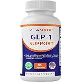 Vitamatic GLP-1 Support Supplement for Men &amp; Women 60 Capsules - Made with Akkermansia, Probiotics, Prebiotic, Clostridium, Berberine, Cinnamon, Green Tea, Turmeric &amp; Colostrum