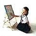 YARMOSHI My First Wooden Drawing Board Easel Double Sided Adjustable | Chalk Blackboard & White Dry Erase Surface, Magnetic Sponge, Marker Pens, Chalks & Bottom Tray | Learning Play for Toddlers!