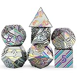 DNDND Rainbow Stripe DND Metal Dice Set,7 PCS Zinc