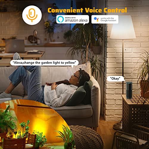 50W Reflectores Led Exteriores RGB Intelligentes Wifi, compatible con Alexa, Lampara Luces RGB de Colores con Remote y Soporte de Espiga, Equivalente 500W, Para Fiesta Jardin Halloween Nadvida