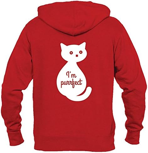 I'm Purrfect/Perfect Cat - Women's Full-Zip Hooded Sweatshirt/Hoodie (Medium, Red)