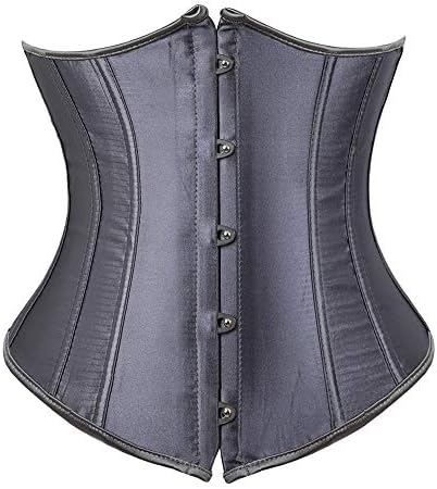 frawirshau Women's Satin Lace Up Boned Lingerie Bridal Underbust Corset Top Low Back